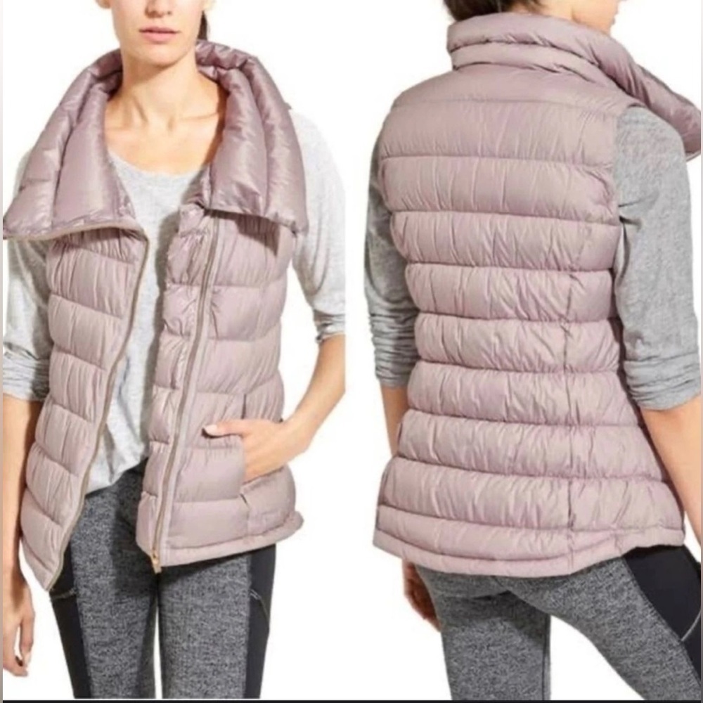 Athleta Downabout Goose Down Puffer Vest  Dusty Pink Size XS